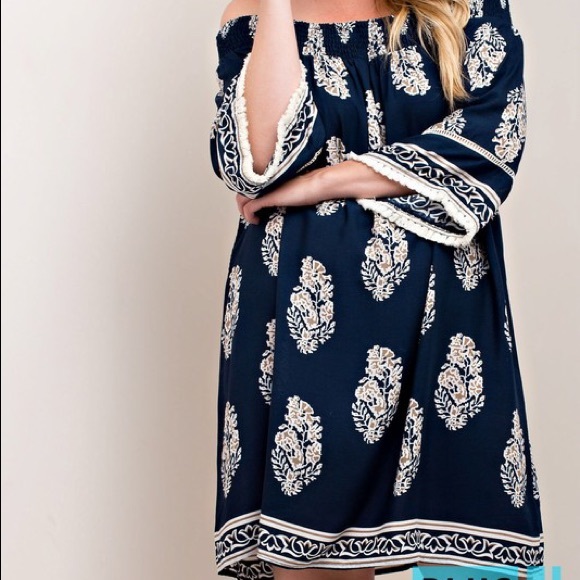 Plus Size On Off Shoulder Printed Summer Dress BRAND NEW - Picture 6 of 8